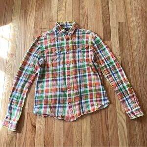 Polo Ralph Lauren Colorful Plaid Button Down Shirt Mens Medium Classic Cotton
